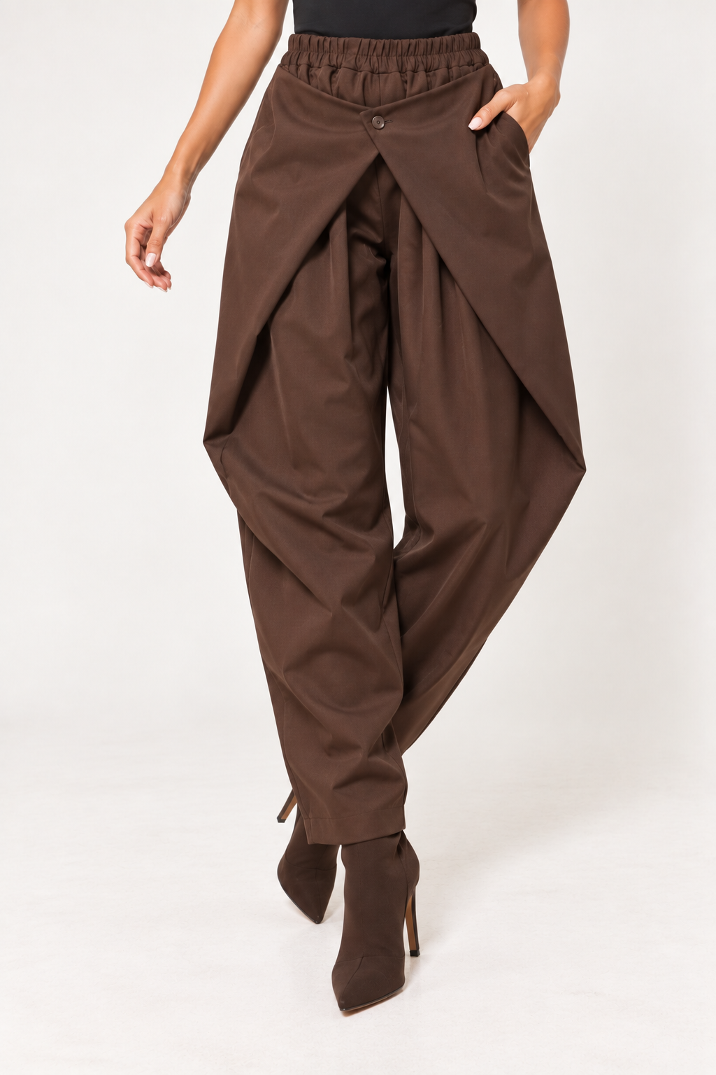 Pantalón Negro Palazzo Cruzado