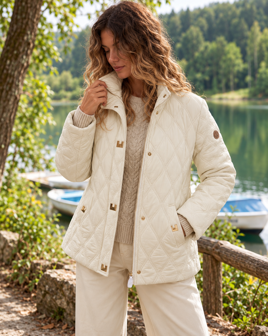 Parka Zoya acolchada color crudo con cuello alto - Le Option Nord