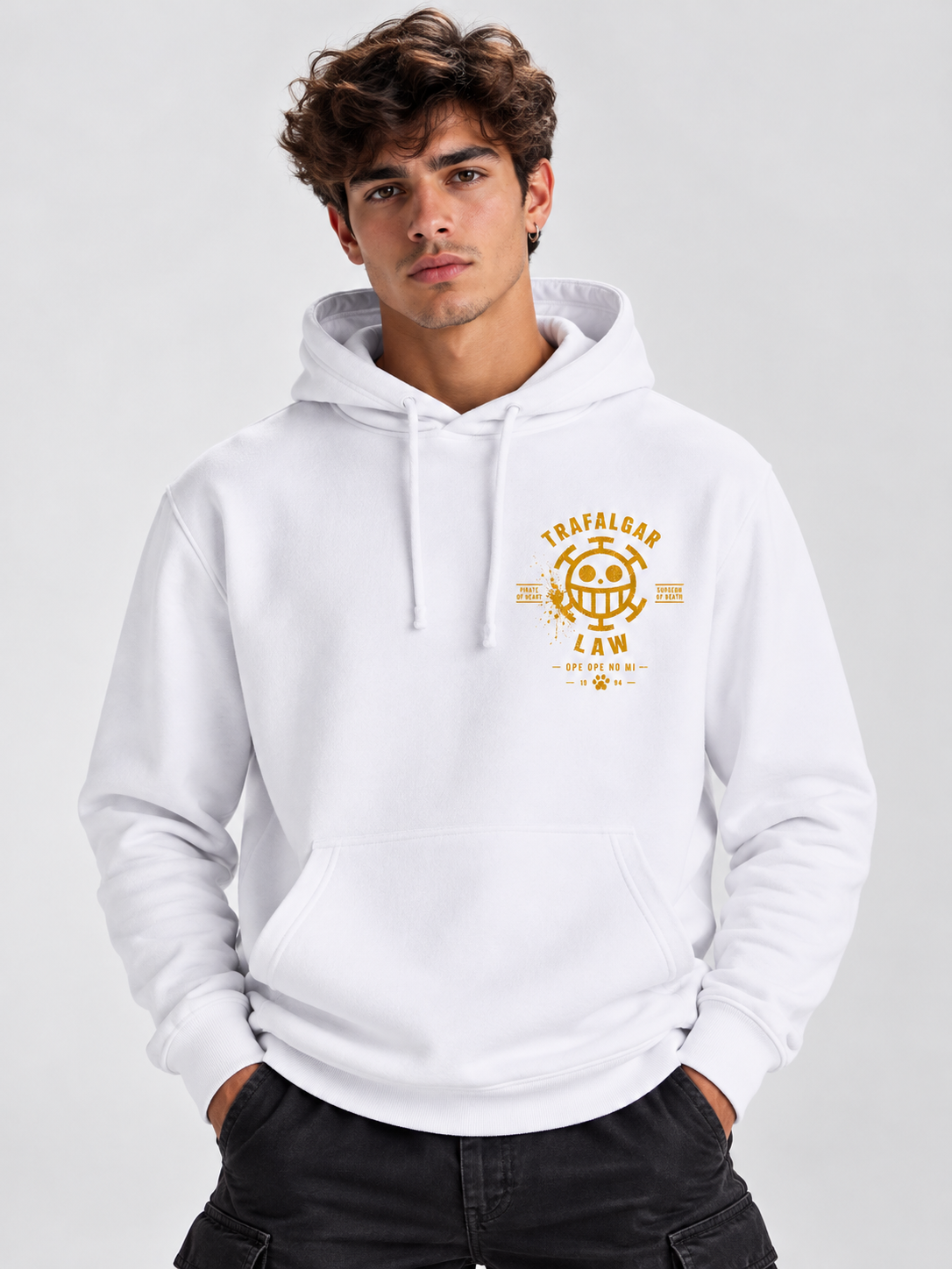 Sudadera Trafalgar Law blanca diseño frontal