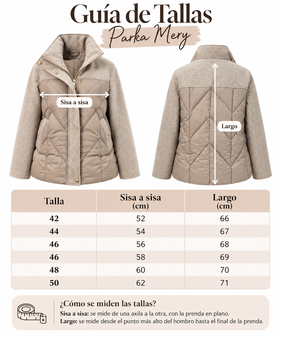 Guía de tallas Parka Mery