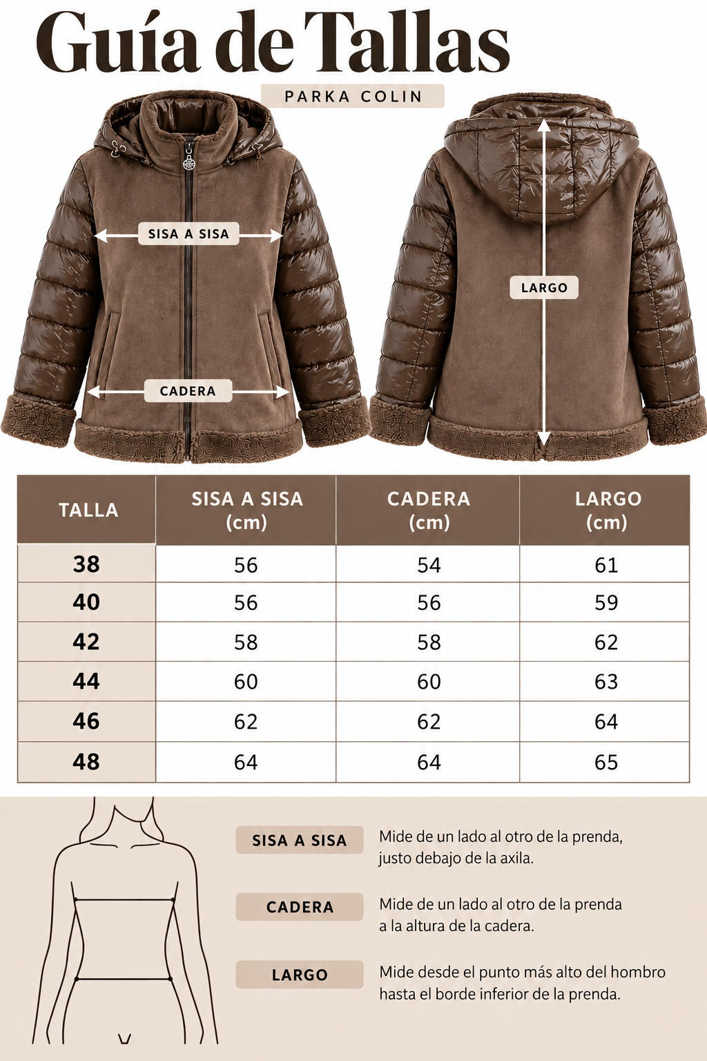 Guía de tallas Parka Colin