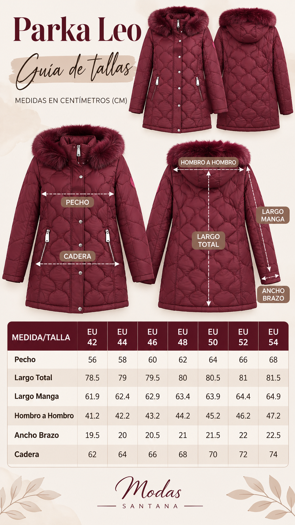 Guía de tallas Parka Leo