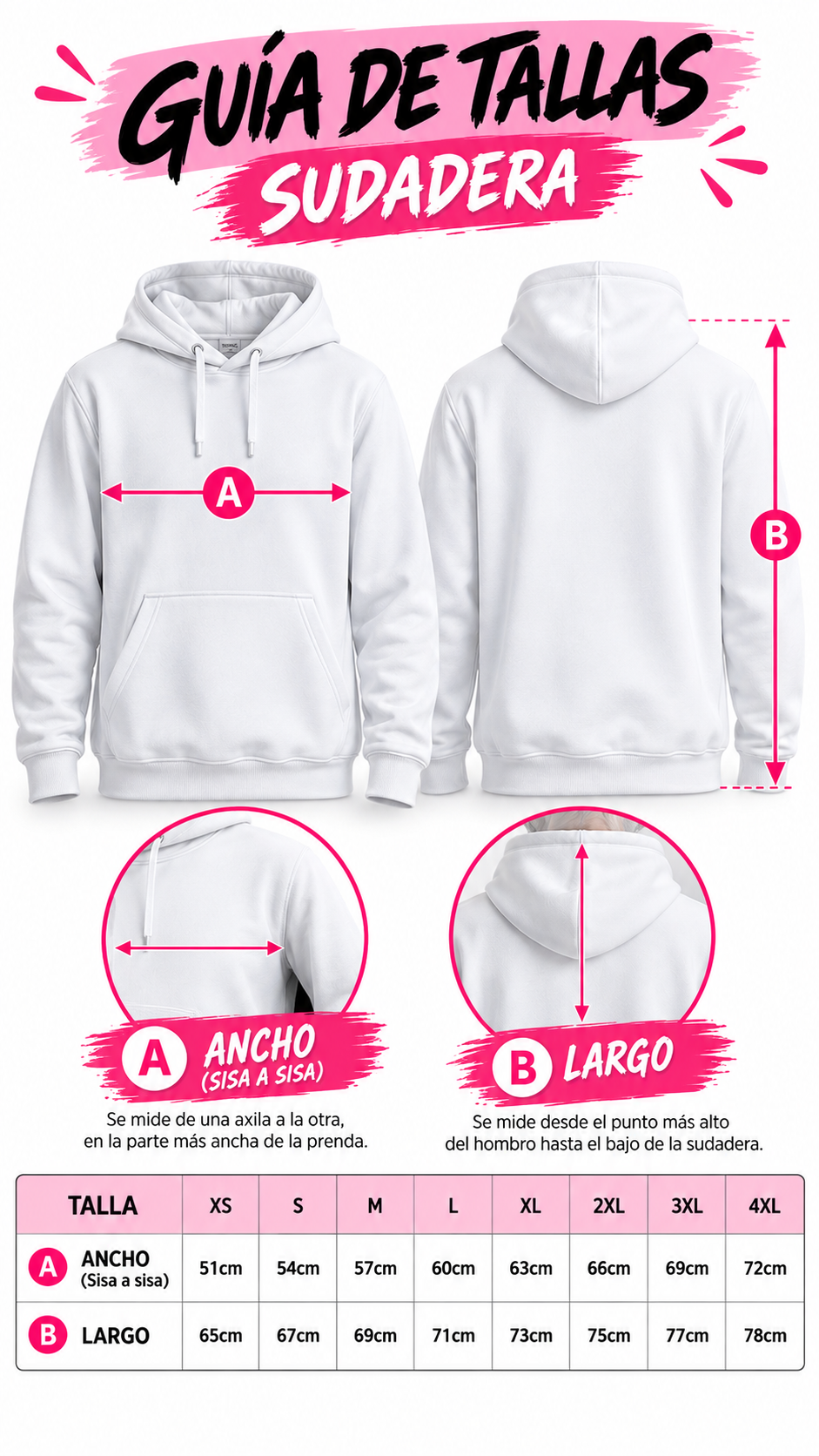 Guía de tallas Sudadera Trafalgar Law Blanca