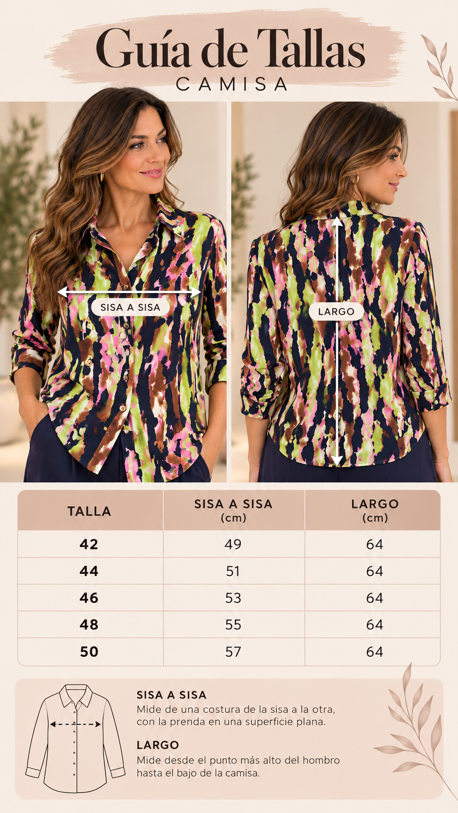 Guía de tallas Camisa Estampado Abstracta