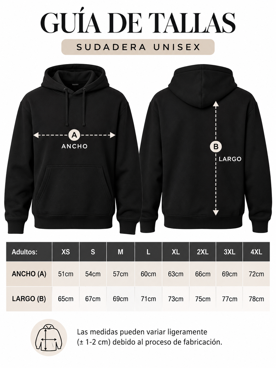 Guía de tallas Sudadera Qifrey