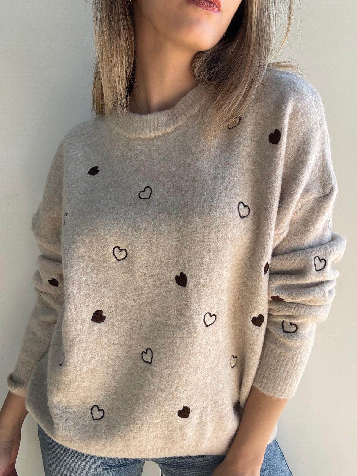 Suéter corazón beige - Santana